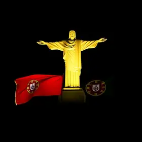 Cristo Redentor iluminado no Dia de Portugal